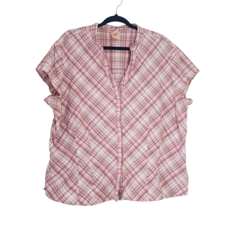 Vintage Y2K Faded Glory Womens Button Down Shirt Size 22/24 Western‎ Boho Preppy